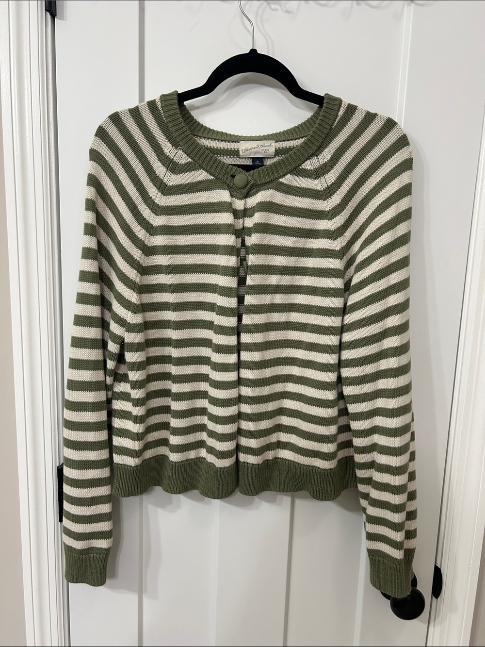 Universal Thread Olive Green & Cream Striped Knit Cardigan